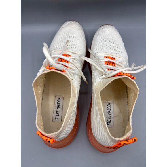 Steve Madden Cello White Orange Knit Sneakers Wedge Sole Womens Size 9 M - Picture 4 of 8